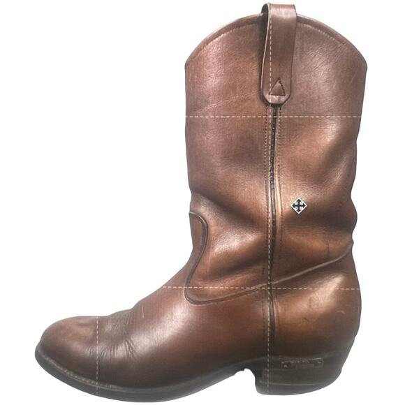 Vintage Unbranded Harley Davidson Brown Soft Toe Western Boots Size 9 main image 4